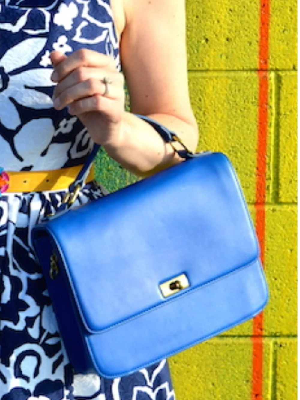 J Crew Edie Cobalt Blue 100% Cow Leather Top-Handle Satchel Bag Ladylike